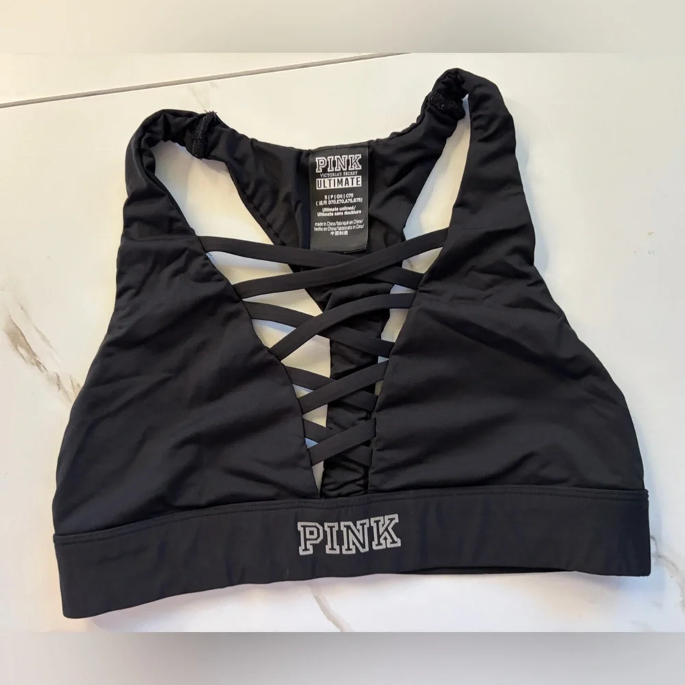 PINK Victoria's Secret Black Crisscross Sports Bra - Picture 2 of 3